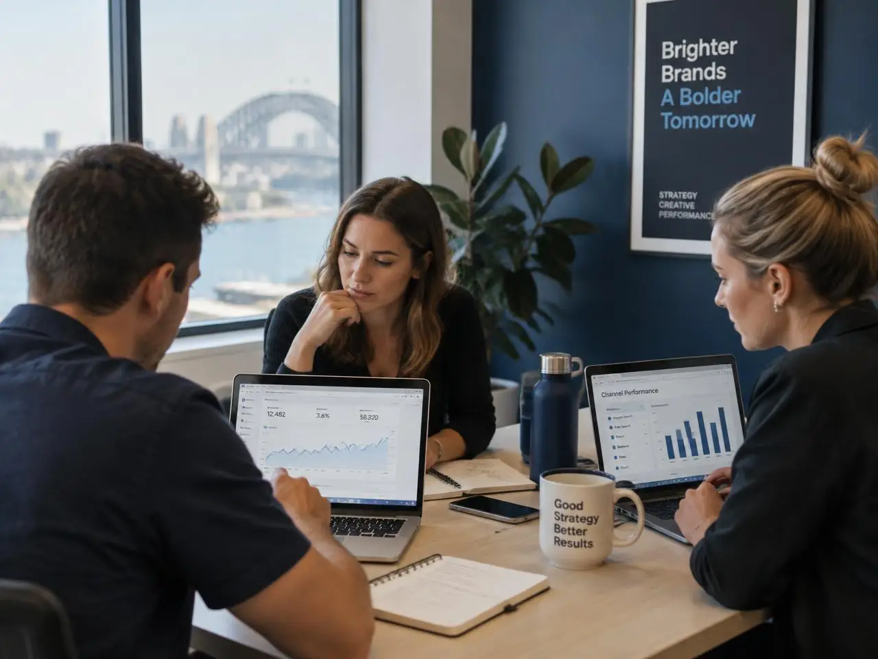 The Carter Media team reviewing campaign performance together